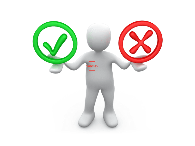 White Character with SubsQS Logo and tick or cross
