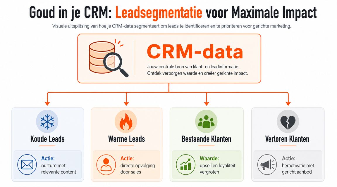 Een visueel overzicht van CRM-segmentatie voor het identificeren en prioriteren van leads voor gerichte marketingstrategieën.
