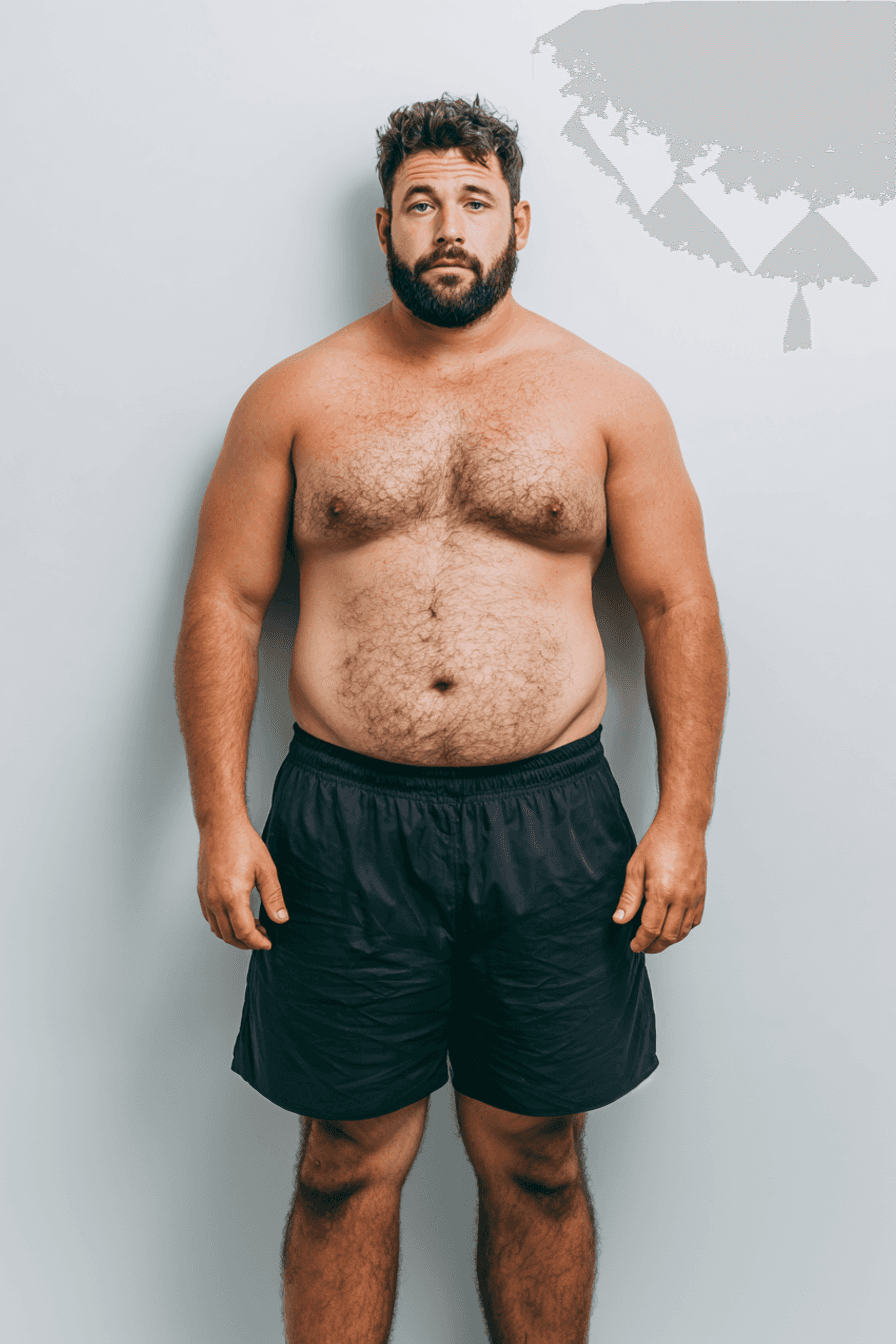 Man before fitness body transformation