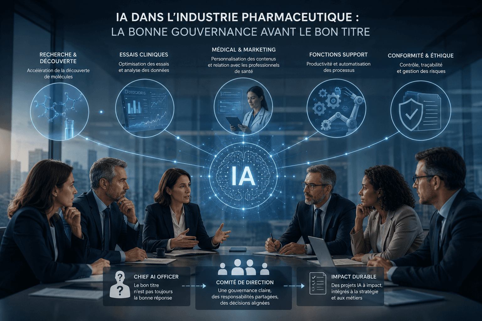 L'IA générative bouleverse la R&D, les essais cliniques et le médico-marketing. Faut-il pour autant créer un poste de Chief AI Officer ? Notre analyse pour les comités de direction pharma.