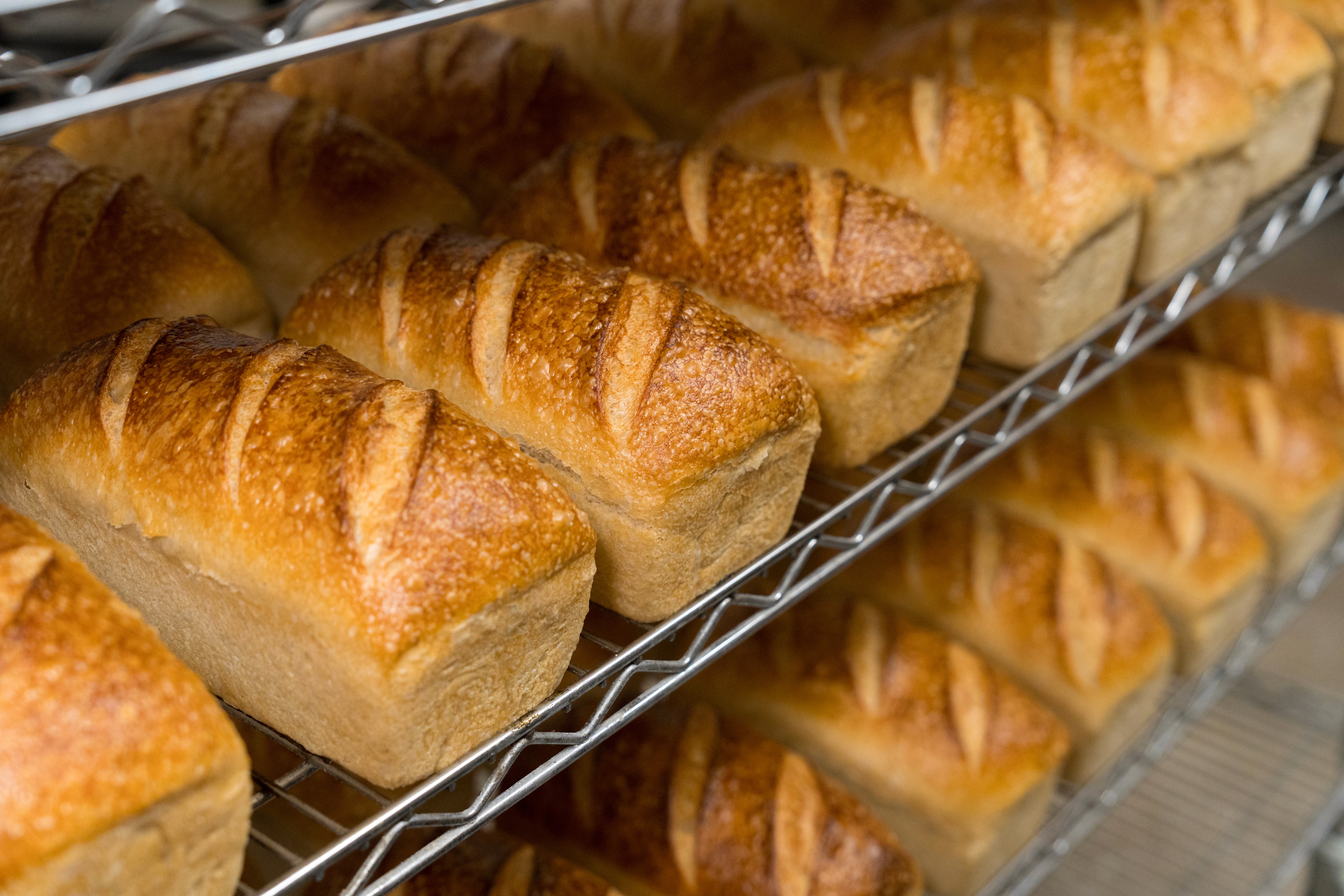 A round loaf of bread with a spiral design, accompanied by mushrooms and green herbs on a wooden board.
