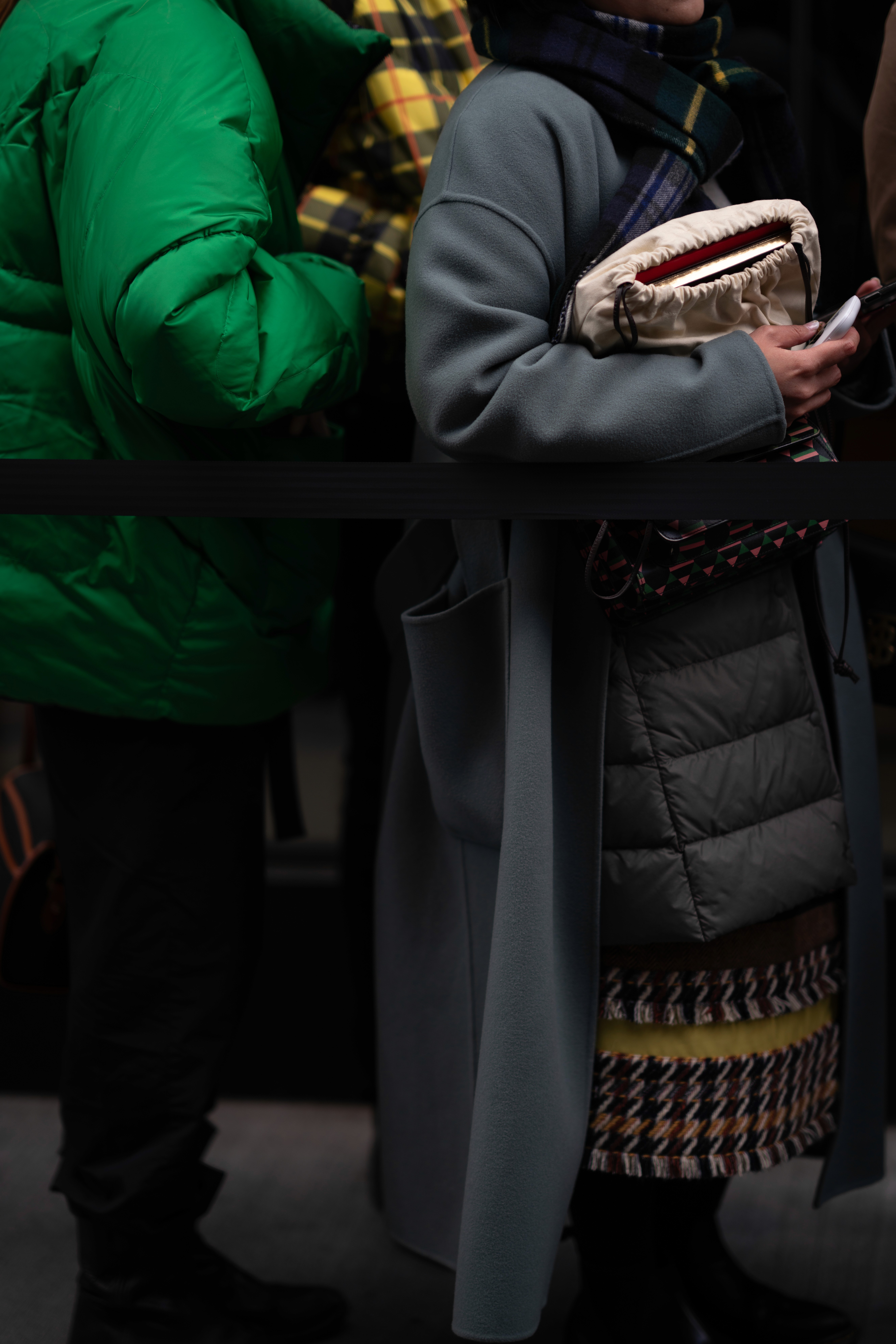 Colorful jackets on a cold day in New York.