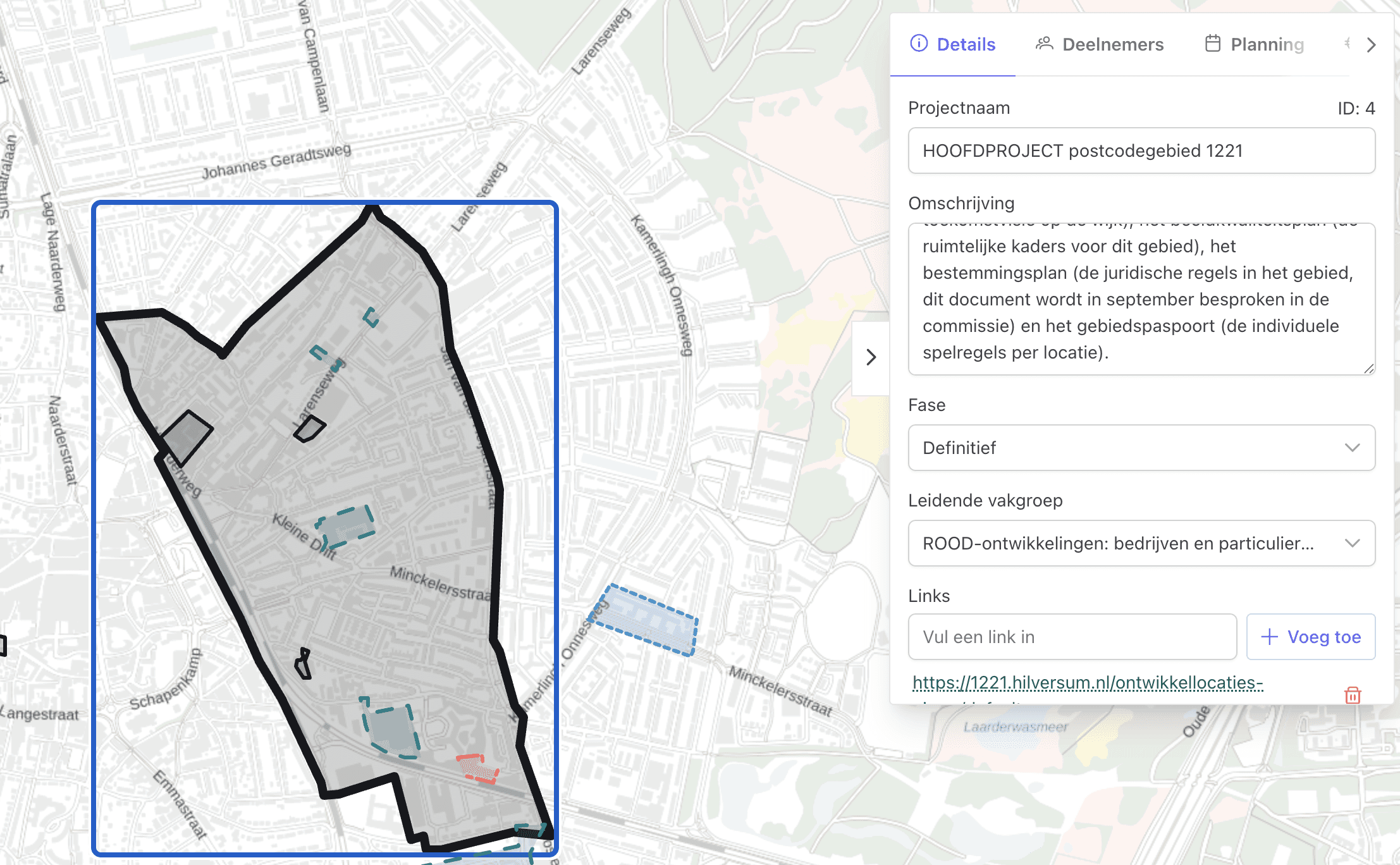 Projectgegevens in kaart