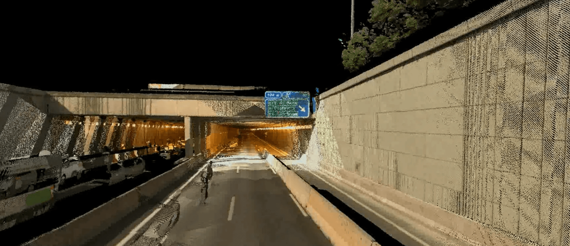 Nube de puntos captadas desde vehículo mobile mapping de la M-30 de Madrid
