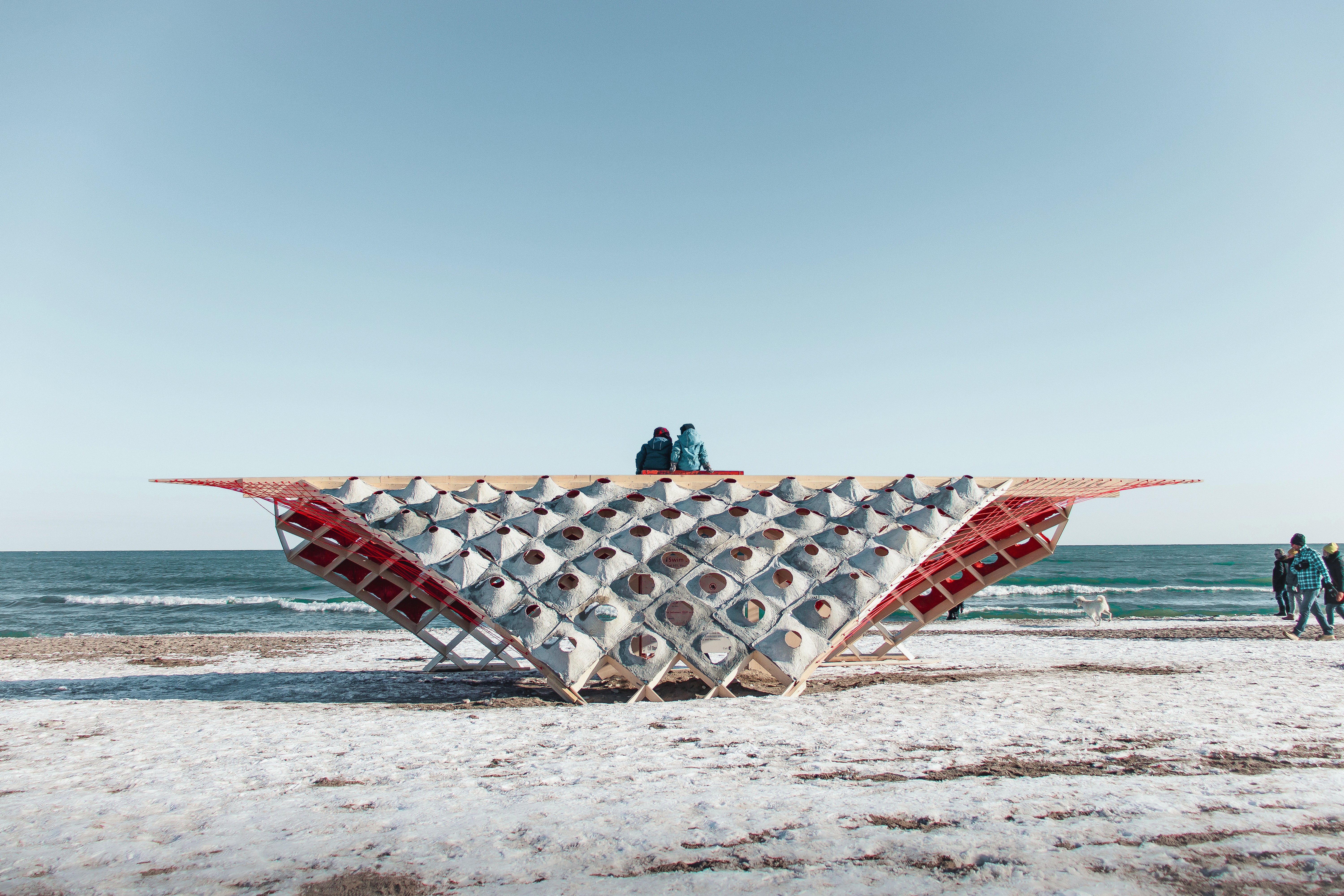 Elevational image of the built pavilion at Woodbine Beach, Toronto.
