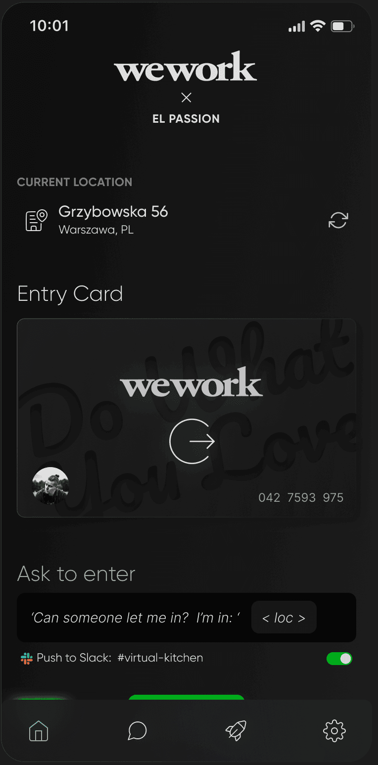 WeWork app concept screen
