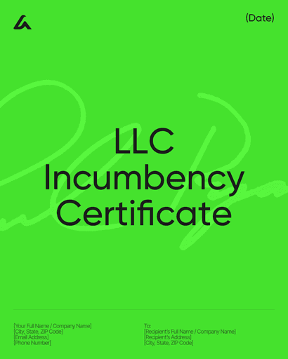 LLC Incumbency Certificate