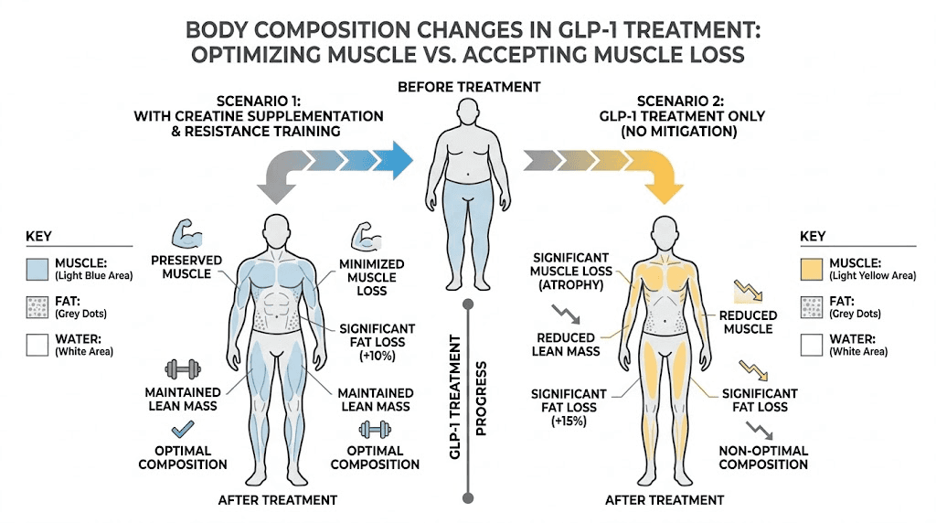 Body recomposition on semaglutide with creatine supplementation comparison