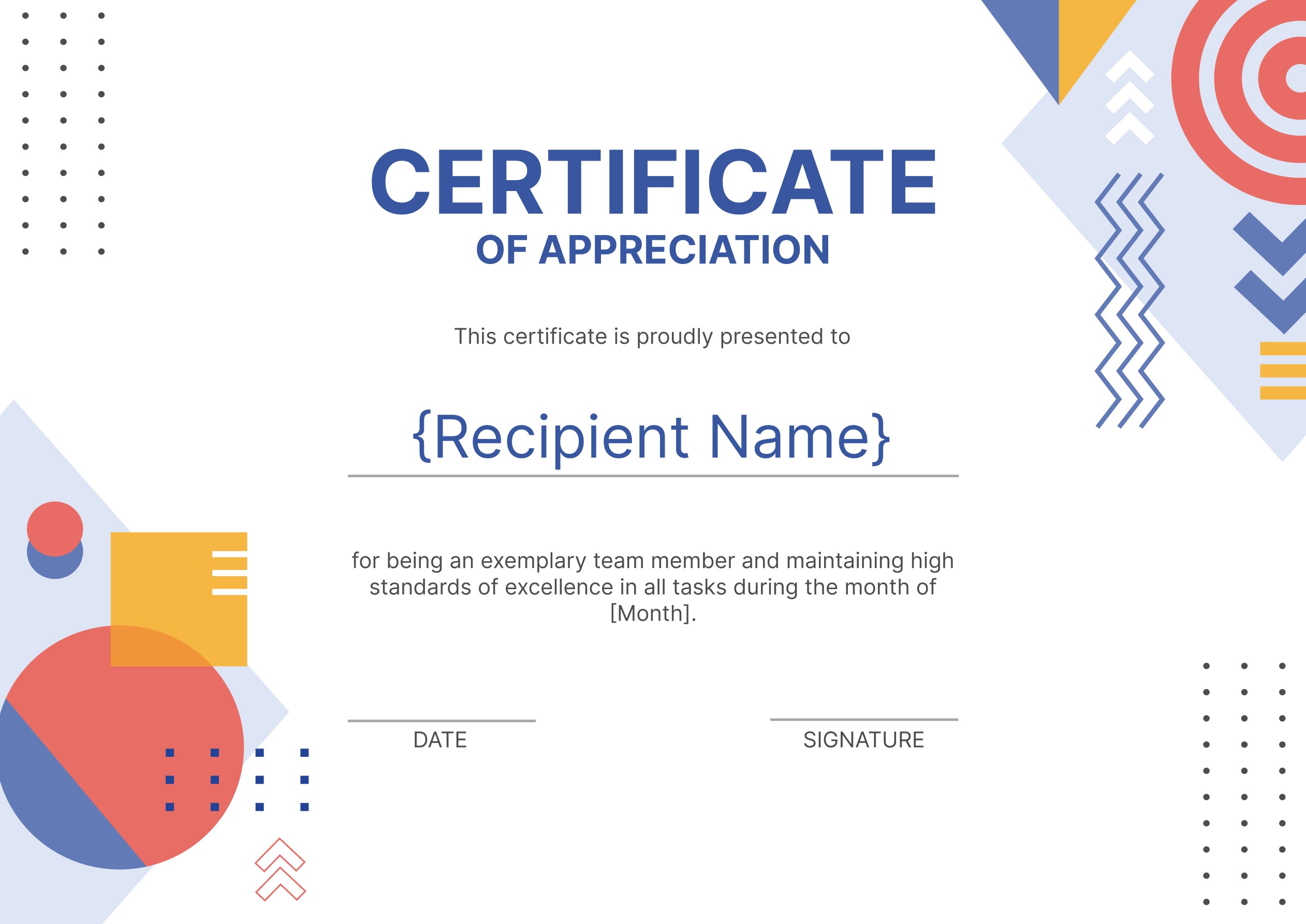 Wauld - Formal and vivd employee of the month certificate template