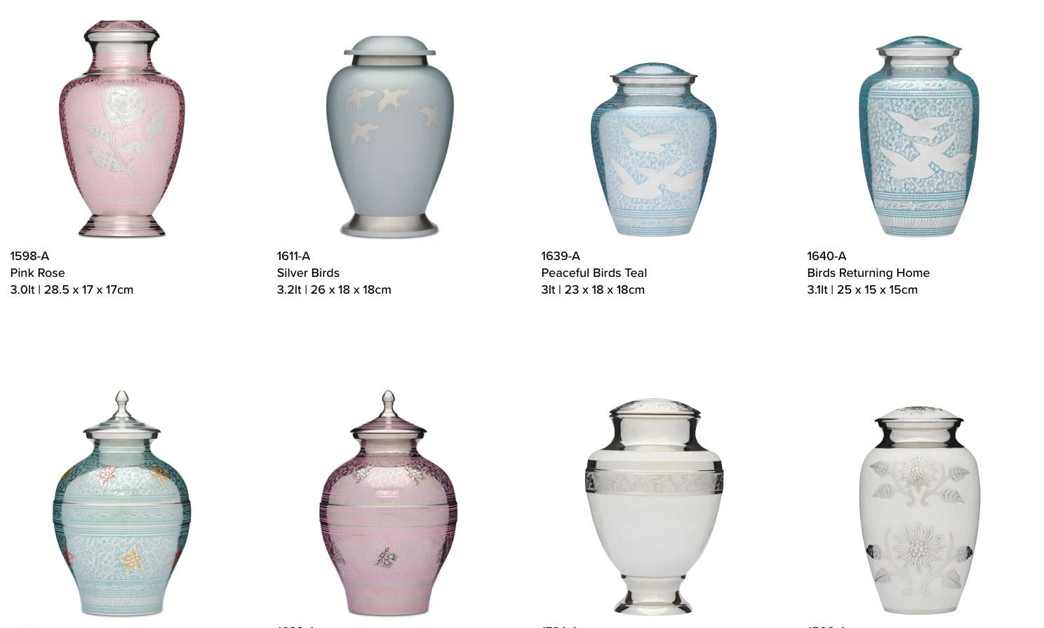 Butterfly & Elegant White Urns – original supplier products