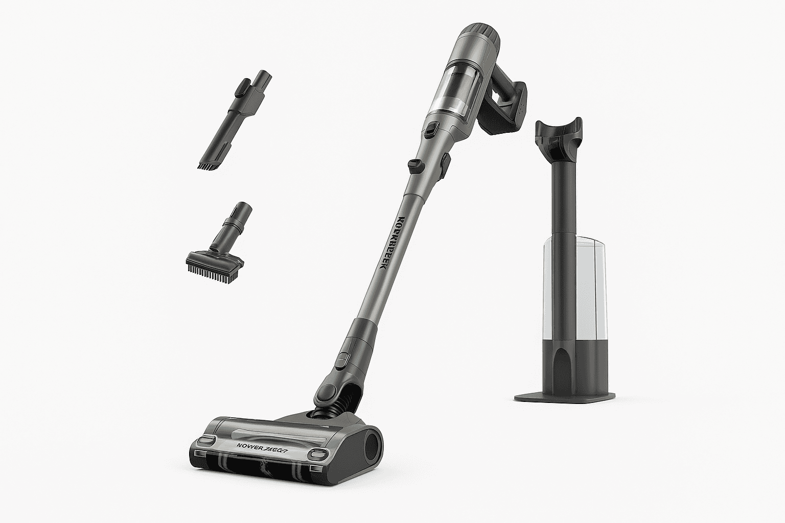 Shark PowerDetect cordless stick vacuum with Clean Sense IQ technology and docking base, shown with attachments on white background.