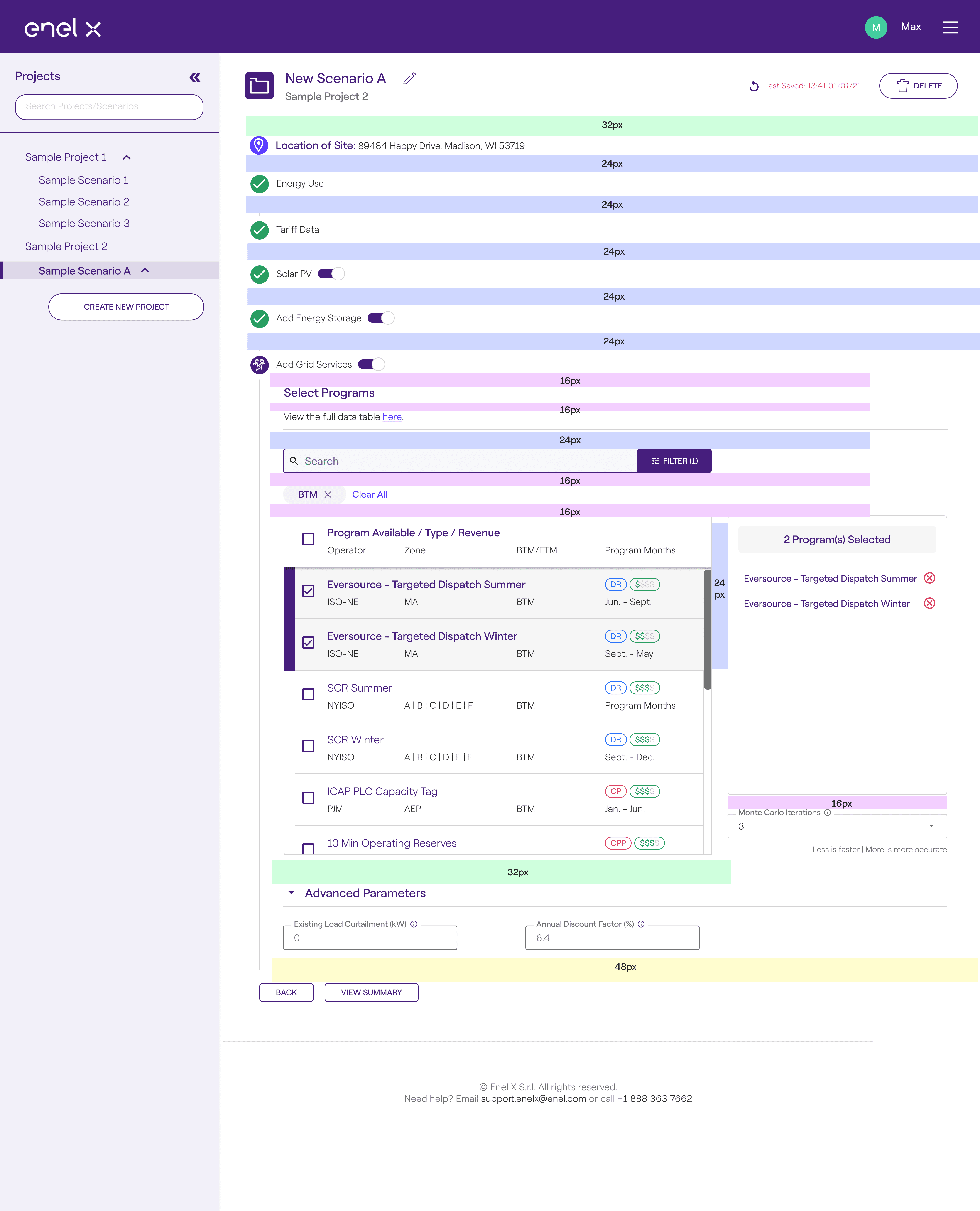 Annotated design specifications documenting interface spacing and relationships.