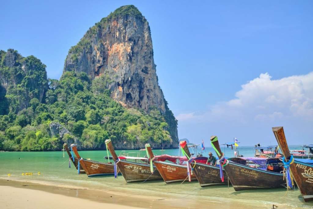 long boats on railay beach