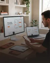 Designer working on app UI layouts