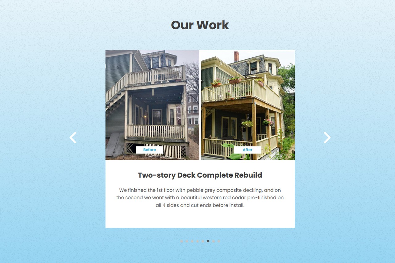 a sample portfolio section on contractor website