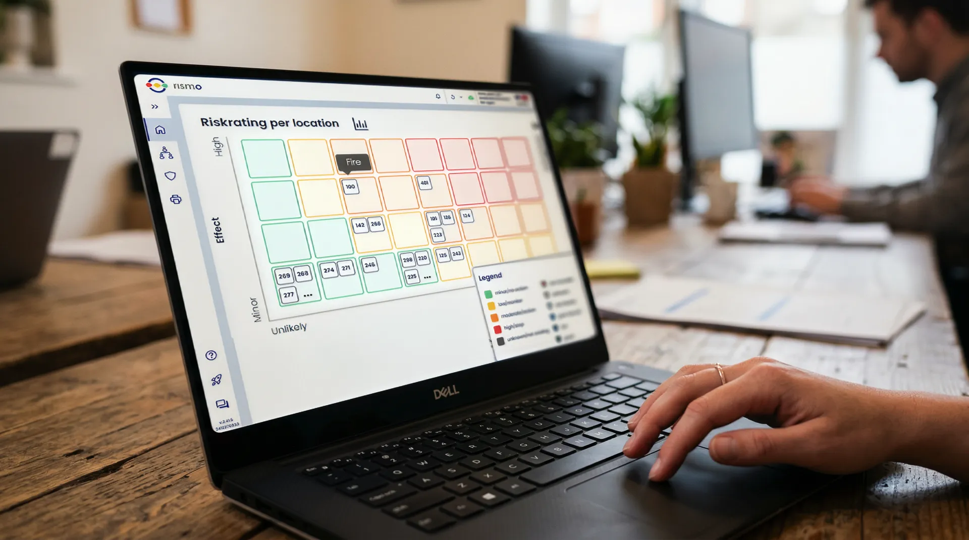 Risk management dashboard on a laptop screen