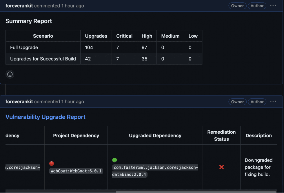 A summary image of build failures from kaiburr