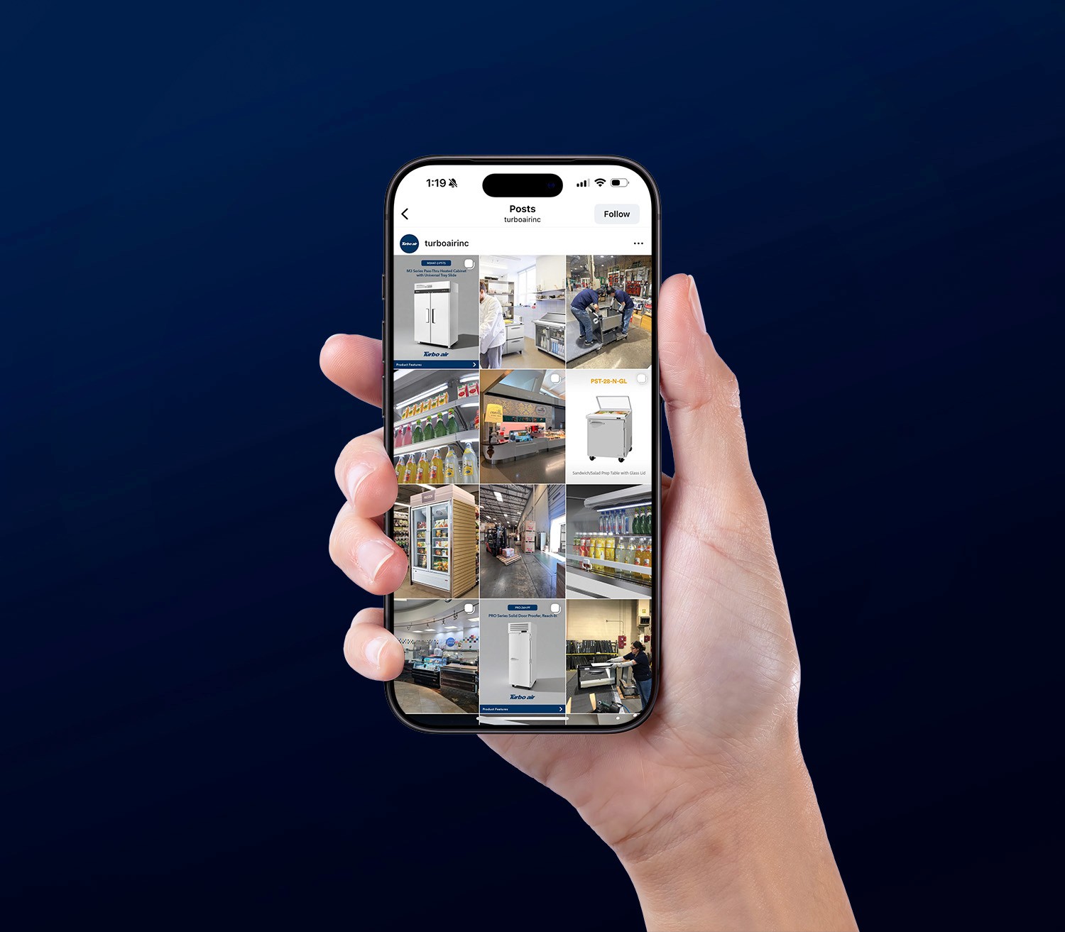Turbo Air Instagram page on iPhone