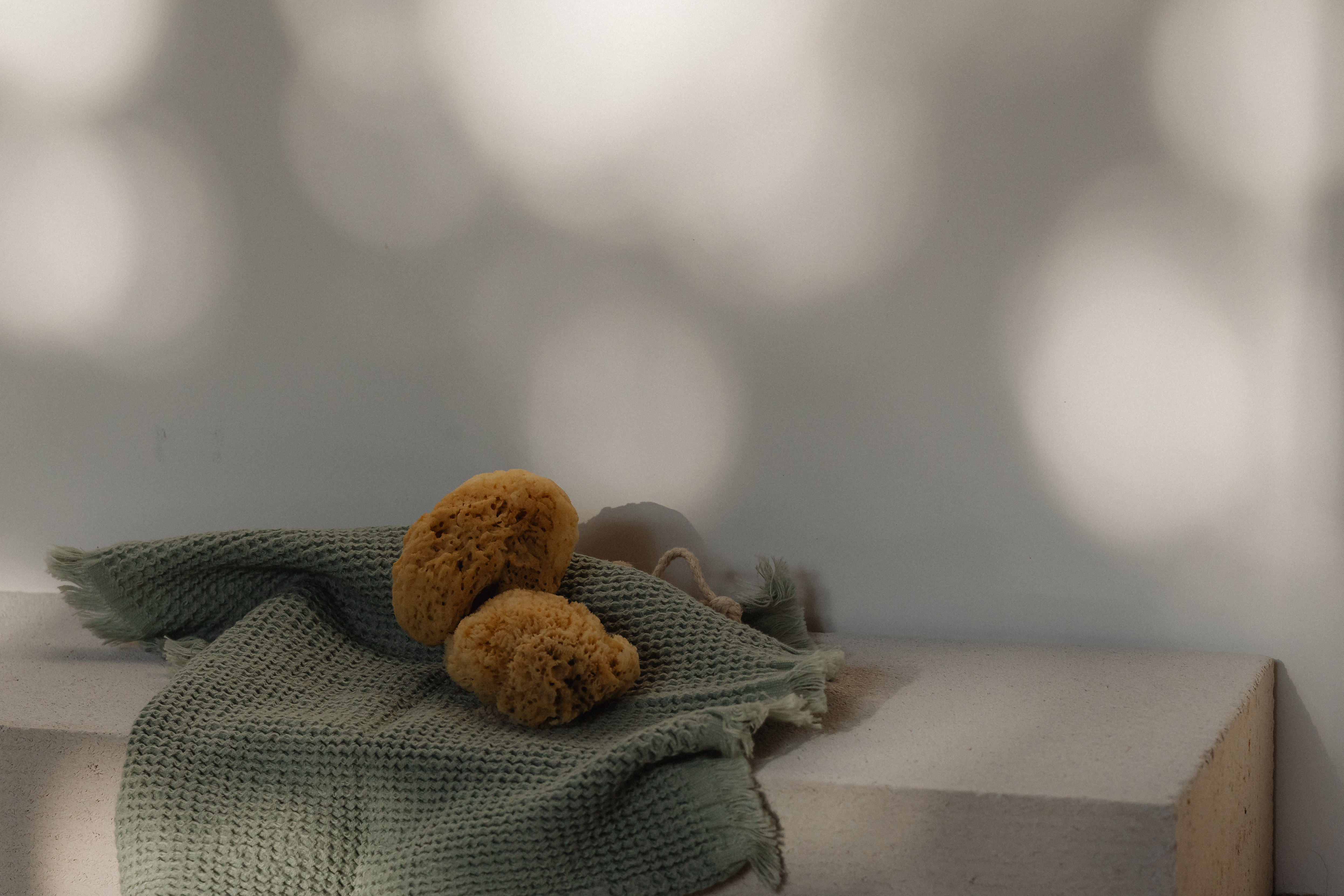 Sponges on top of a cloth