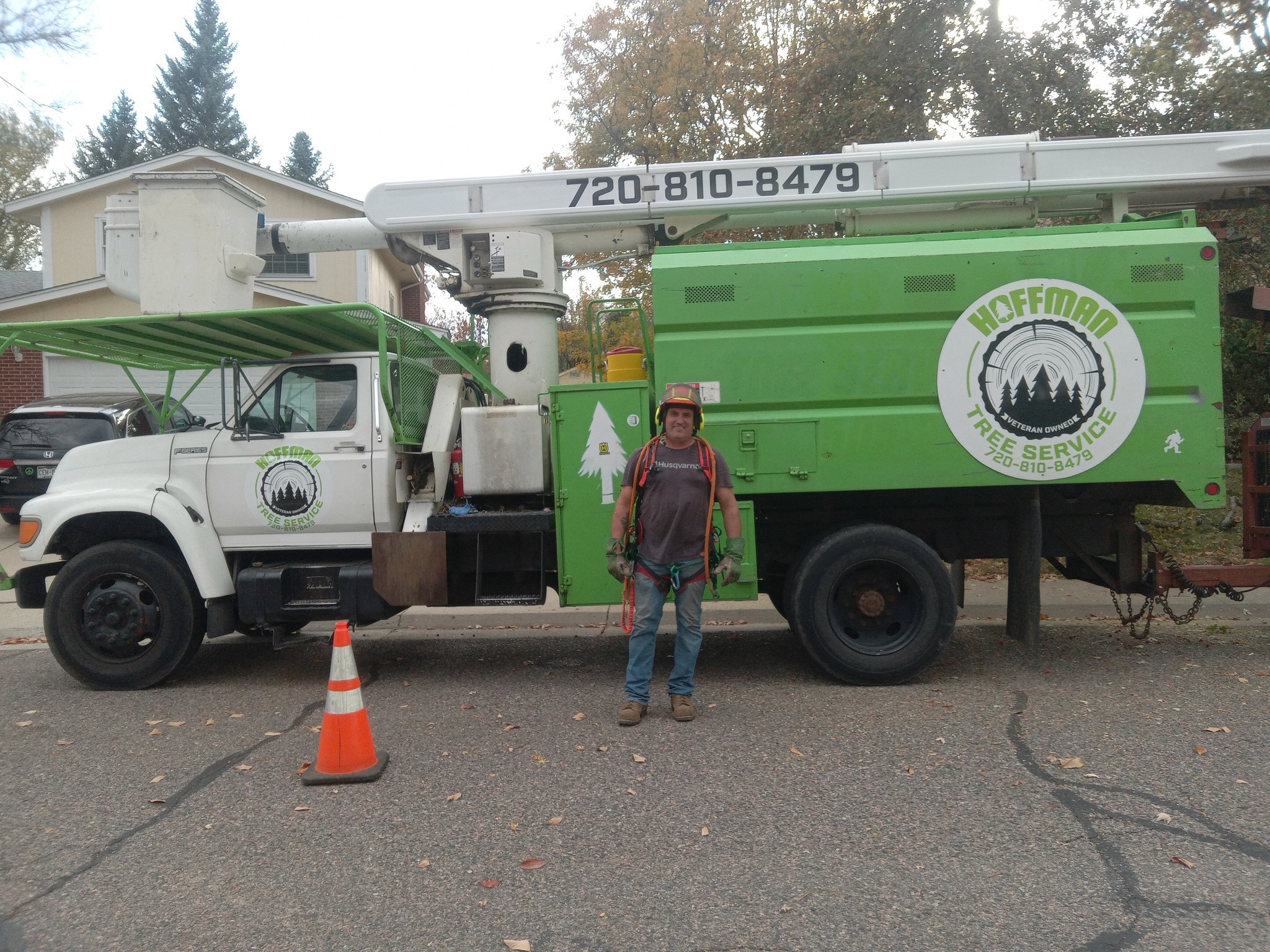 Man in front of truck