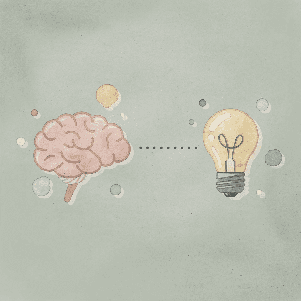 Icon pair showing the gap between awareness and action