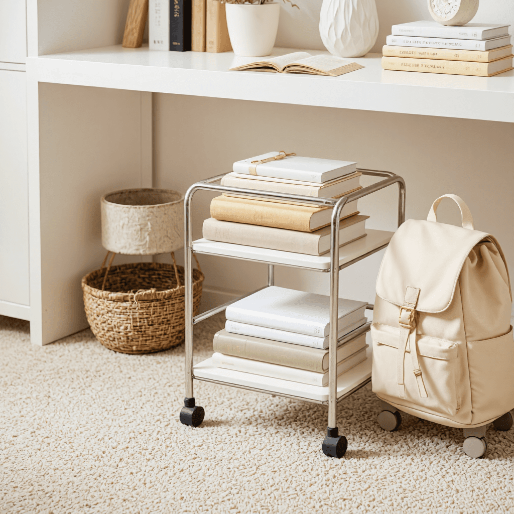 product photography of a cart with various items