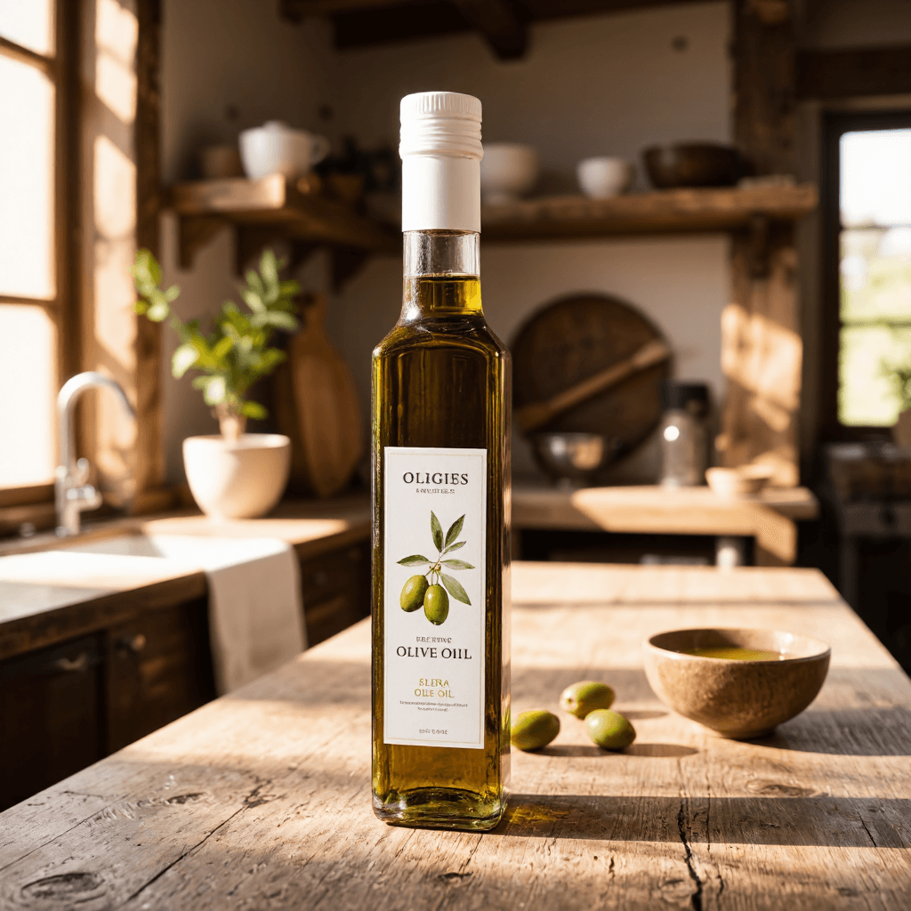 product photography of a bottle of olive oil