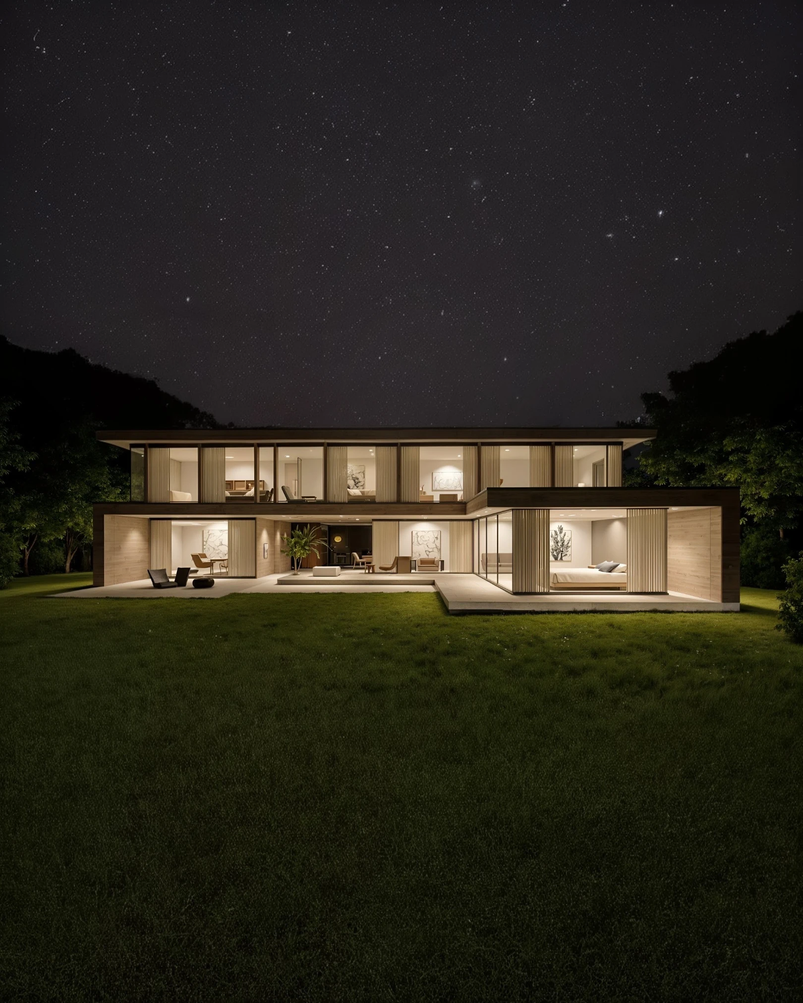 Villa Light bei Nacht