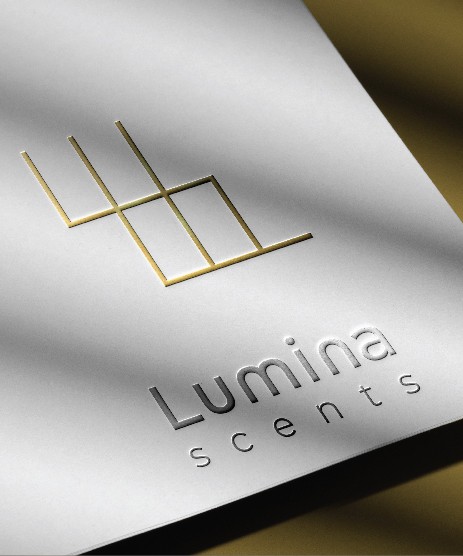 Close-up mockup of the company logo subtly engraved on the corner of textured paper, emphasizing refined brand execution