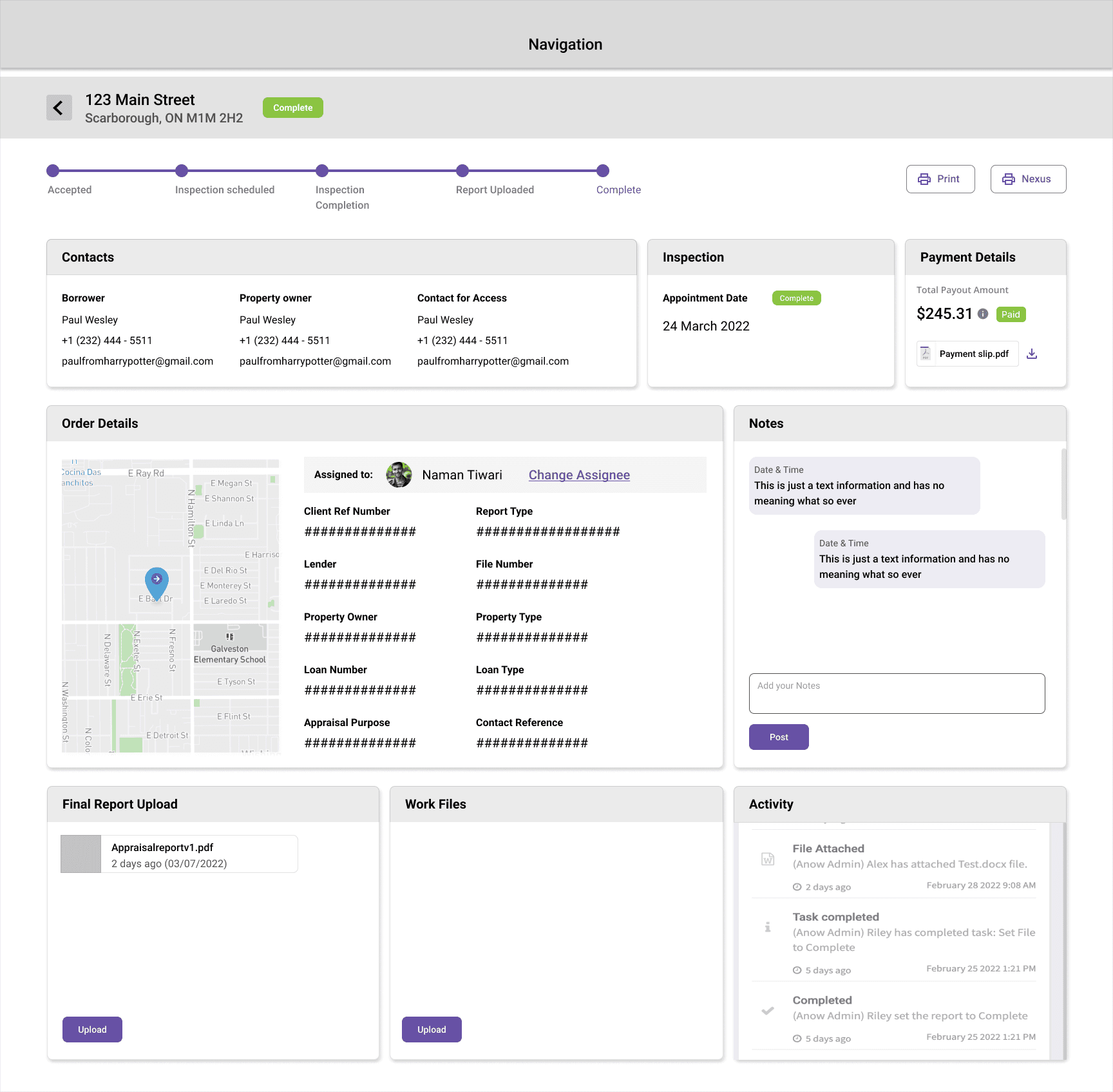 Wireframe / Order detail page - web