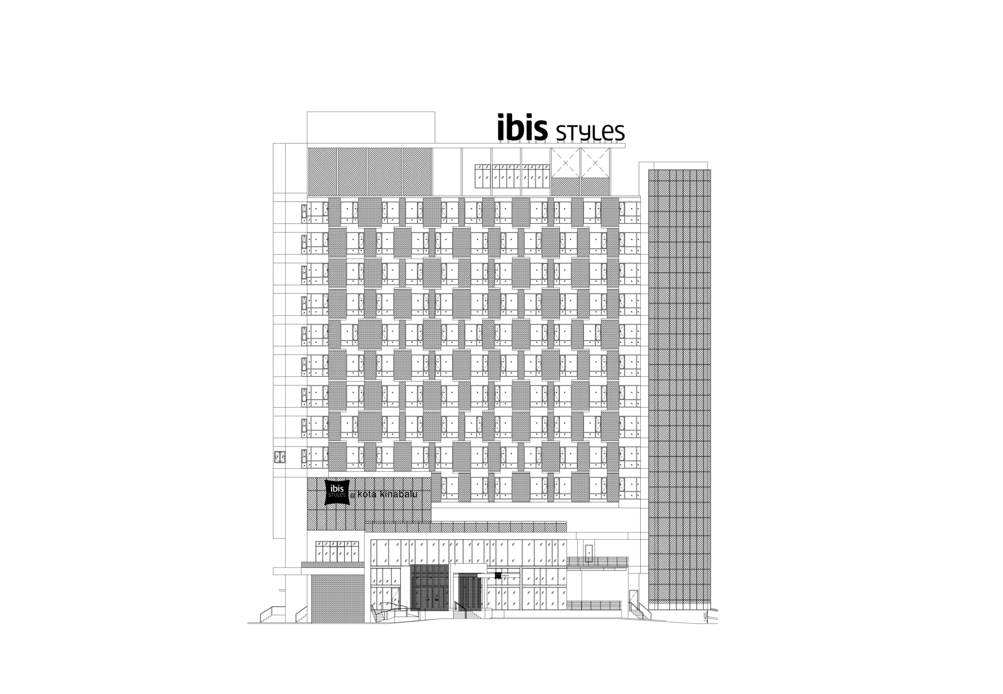 Architectural drawings of Ibis Style Hotel project by Asima Architects