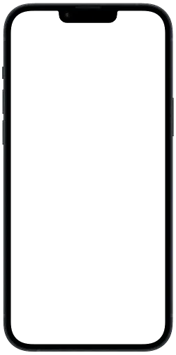 A minimalist black outline mockup of a modern smartphone frame.