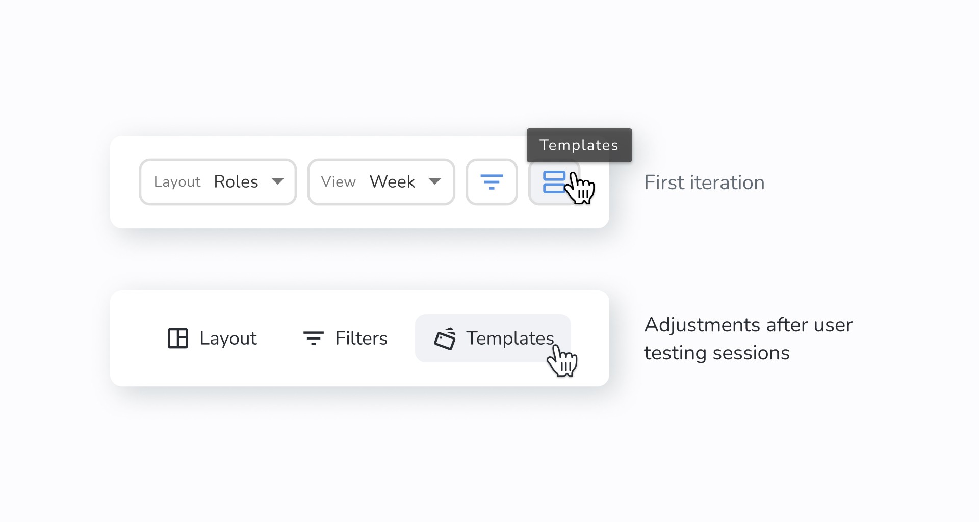 Changes after user testing session