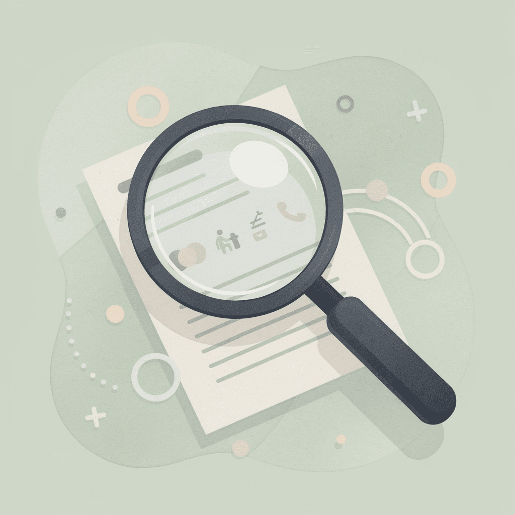 Scene of a magnifying glass auditing a product image for common mistakes