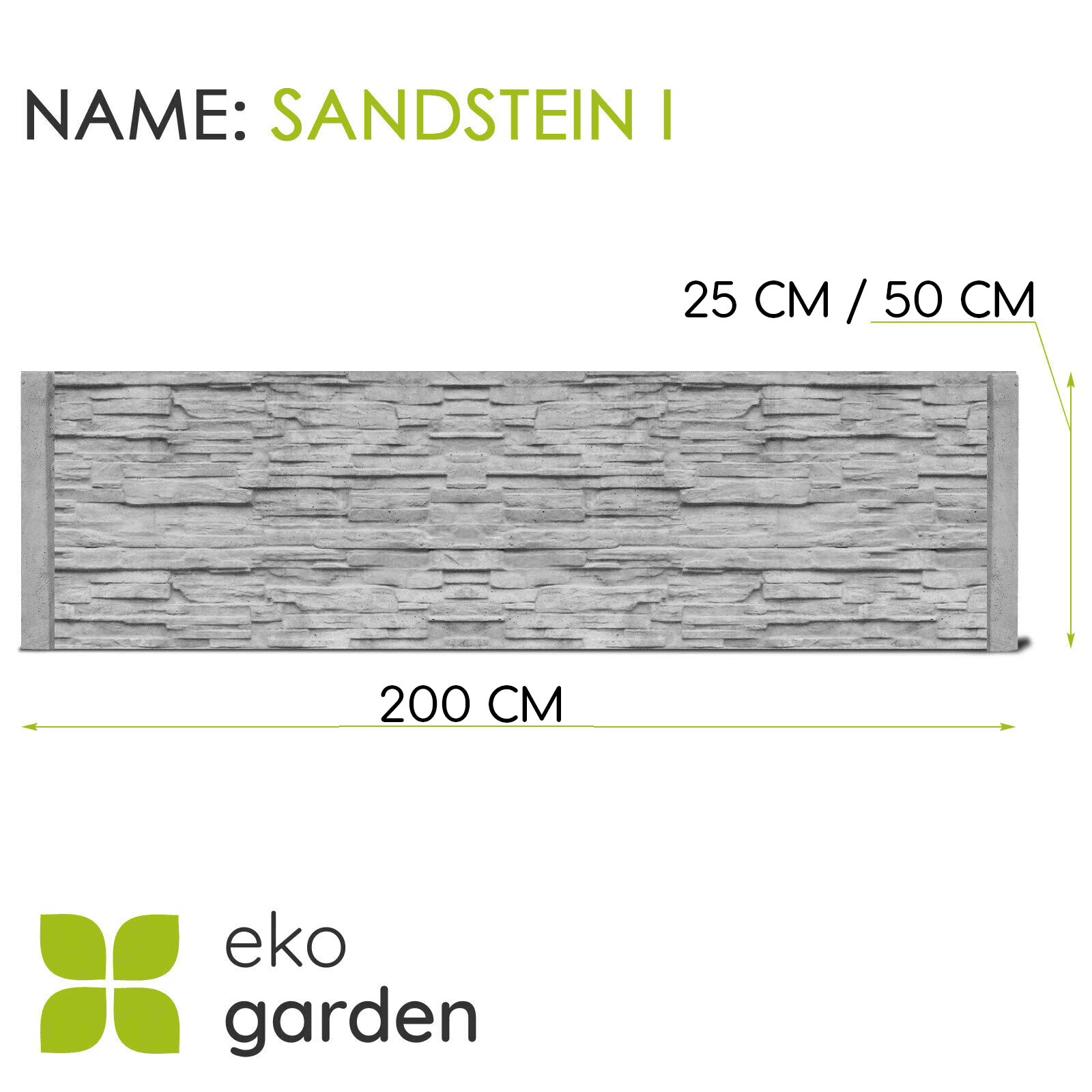 Betonplatte "Sandstein I" für Betonzaun