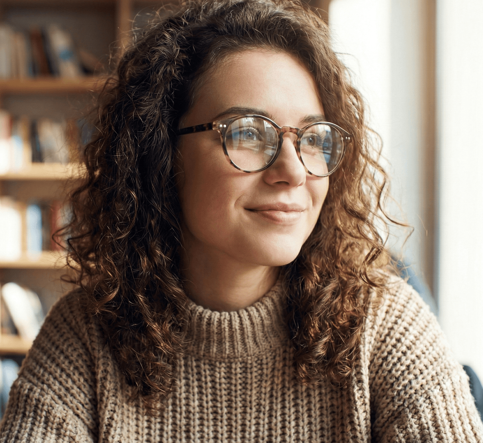 young lady on glasses