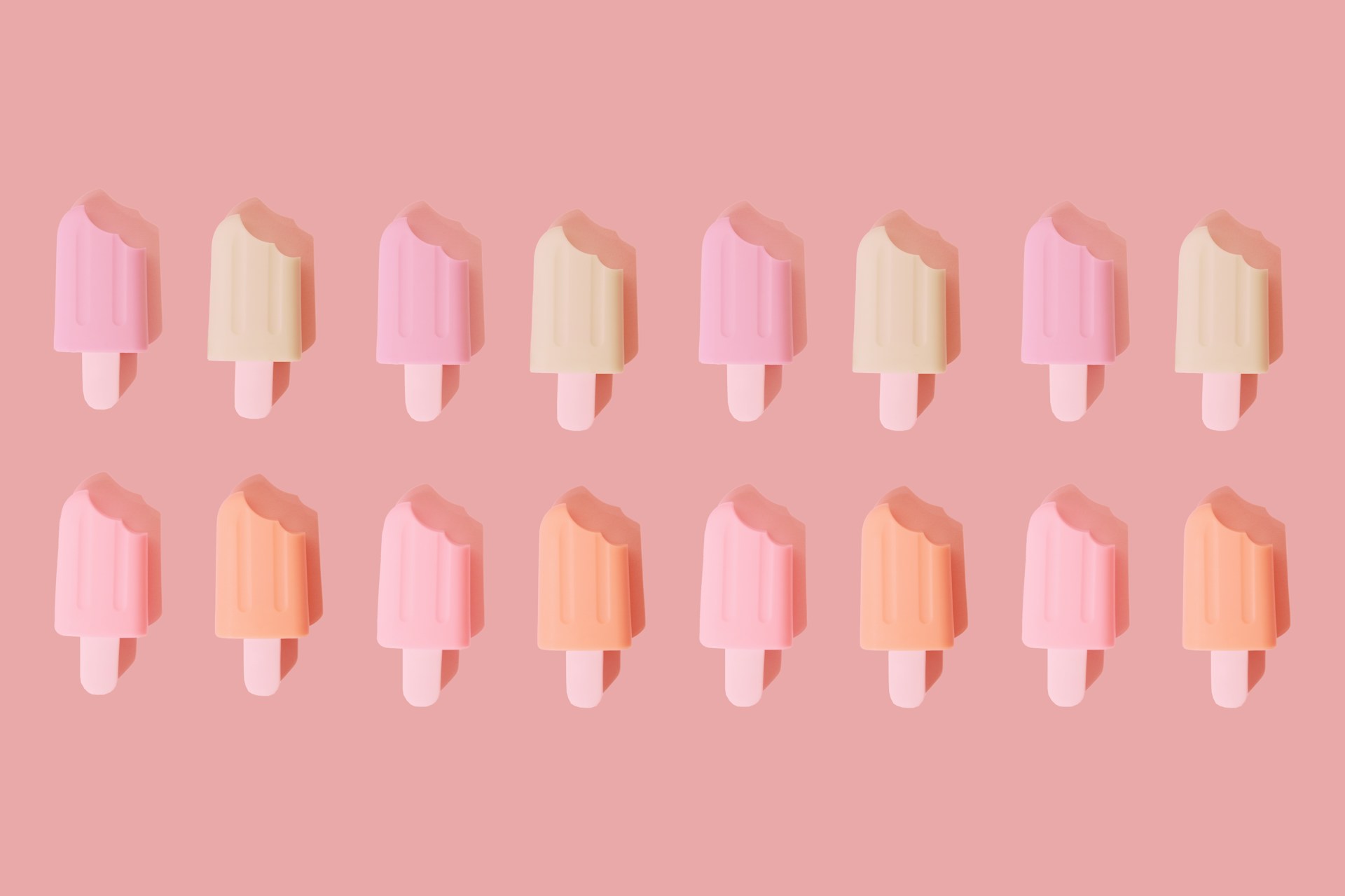 A row of colourful ice lollies