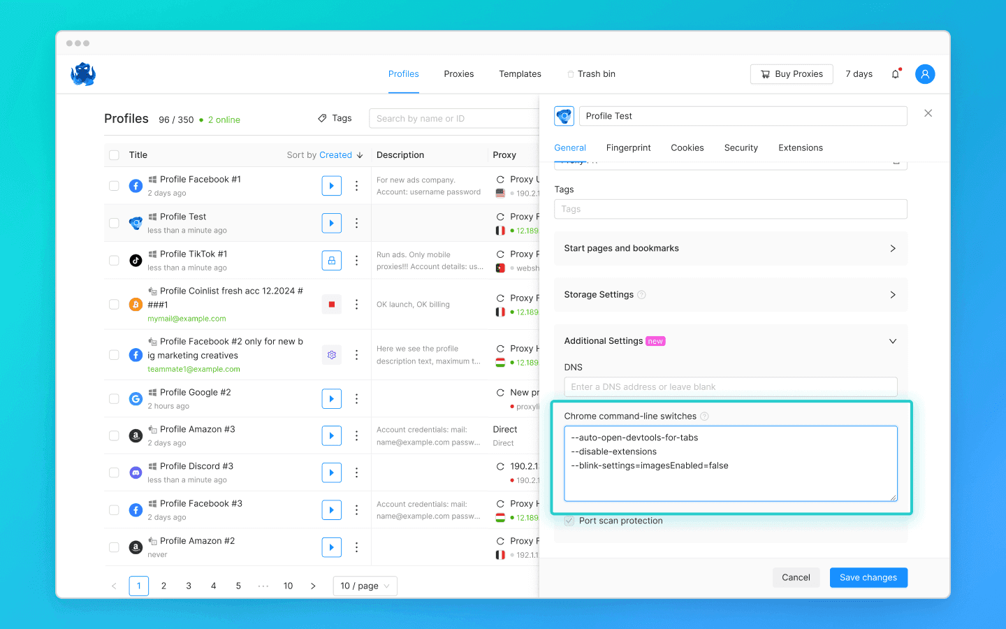 Các tùy chọn dòng lệnh