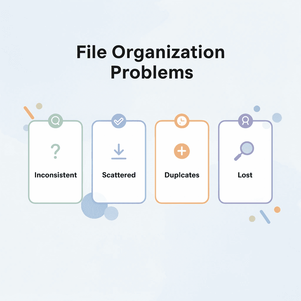 Infographic showing common file organization problems