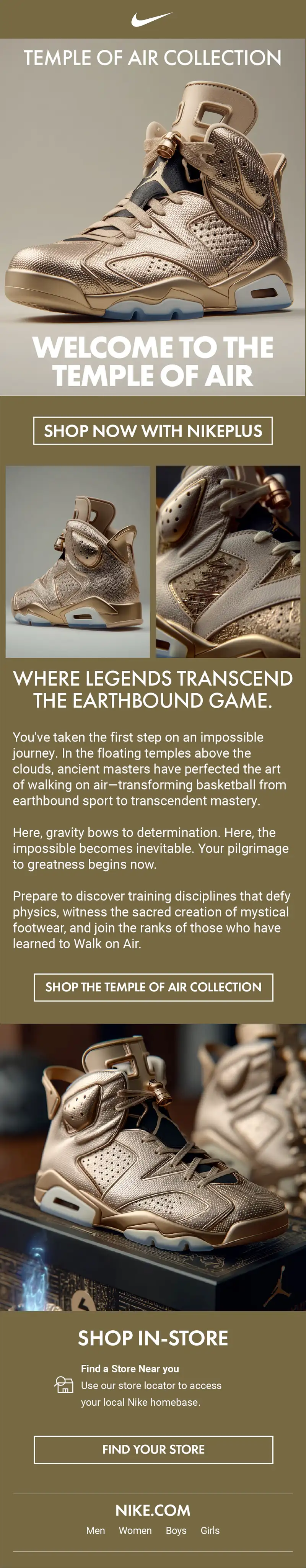 Nike Temple Of Air Email Campaign