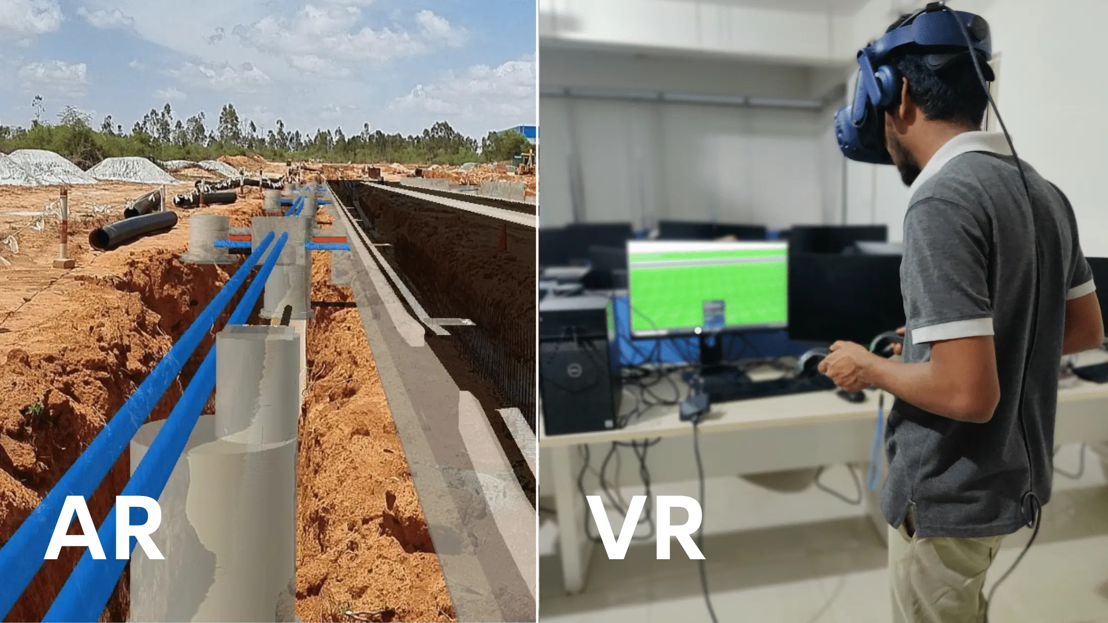 Checking the live site using Augmented reality (AR) and virtual reality (VR) for architectural and structural planning, image