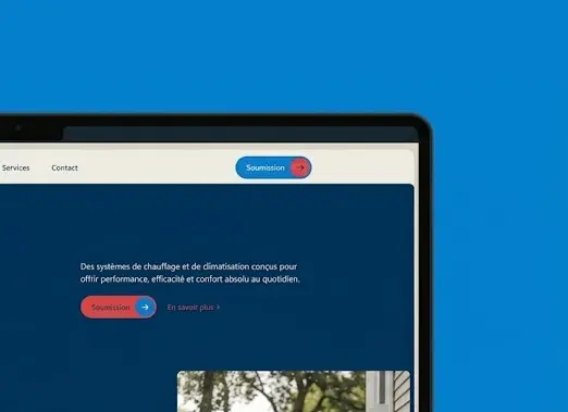 Vue rapprochée du site web de Beauregard Climatisation sur tablette mettant en évidence le bouton de soumission