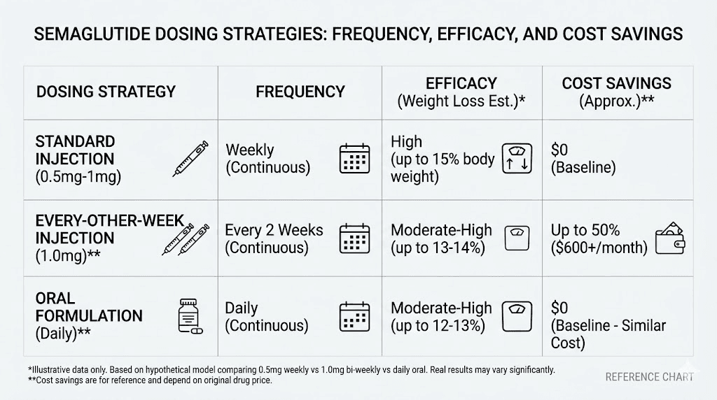 Semaglutide dosing frequency strategies comparison chart