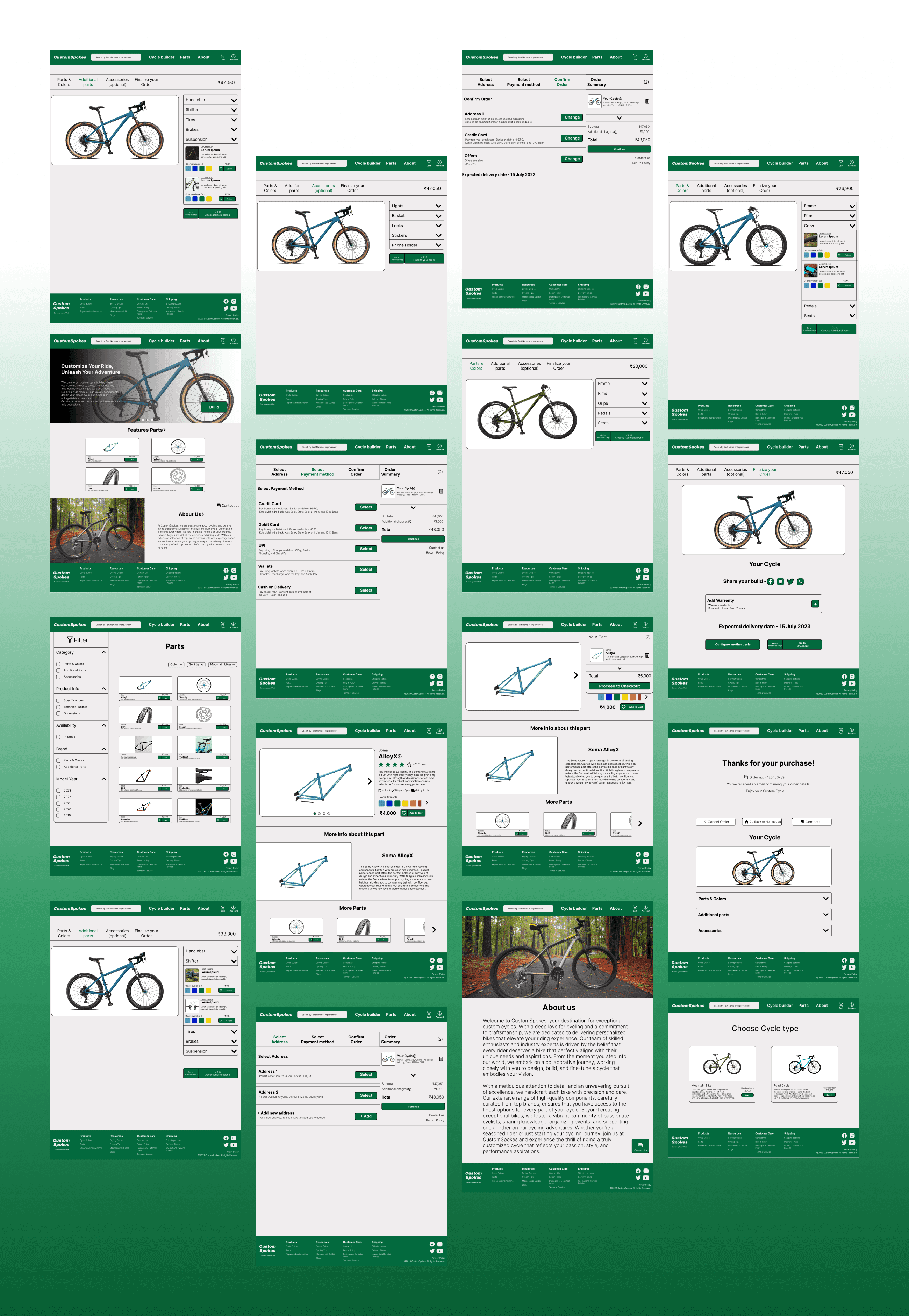 Hi-fi mockups for CustomSpokes