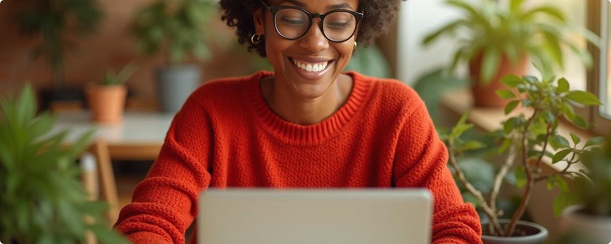 Eine Dame arbeitet an ihrem Computer in einem helleb, freundlichem Büro