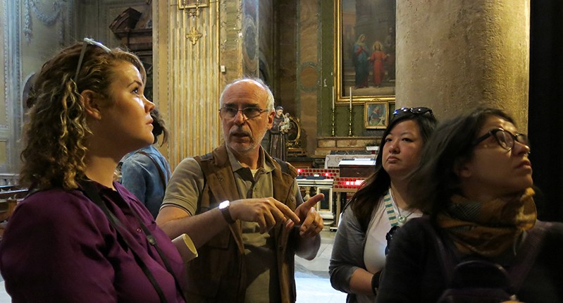instructor explaining the church
