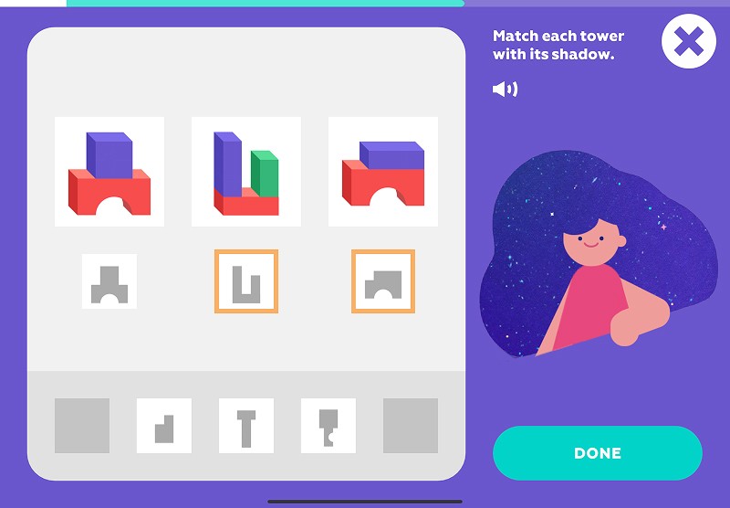 Projections: match each object to its shadow