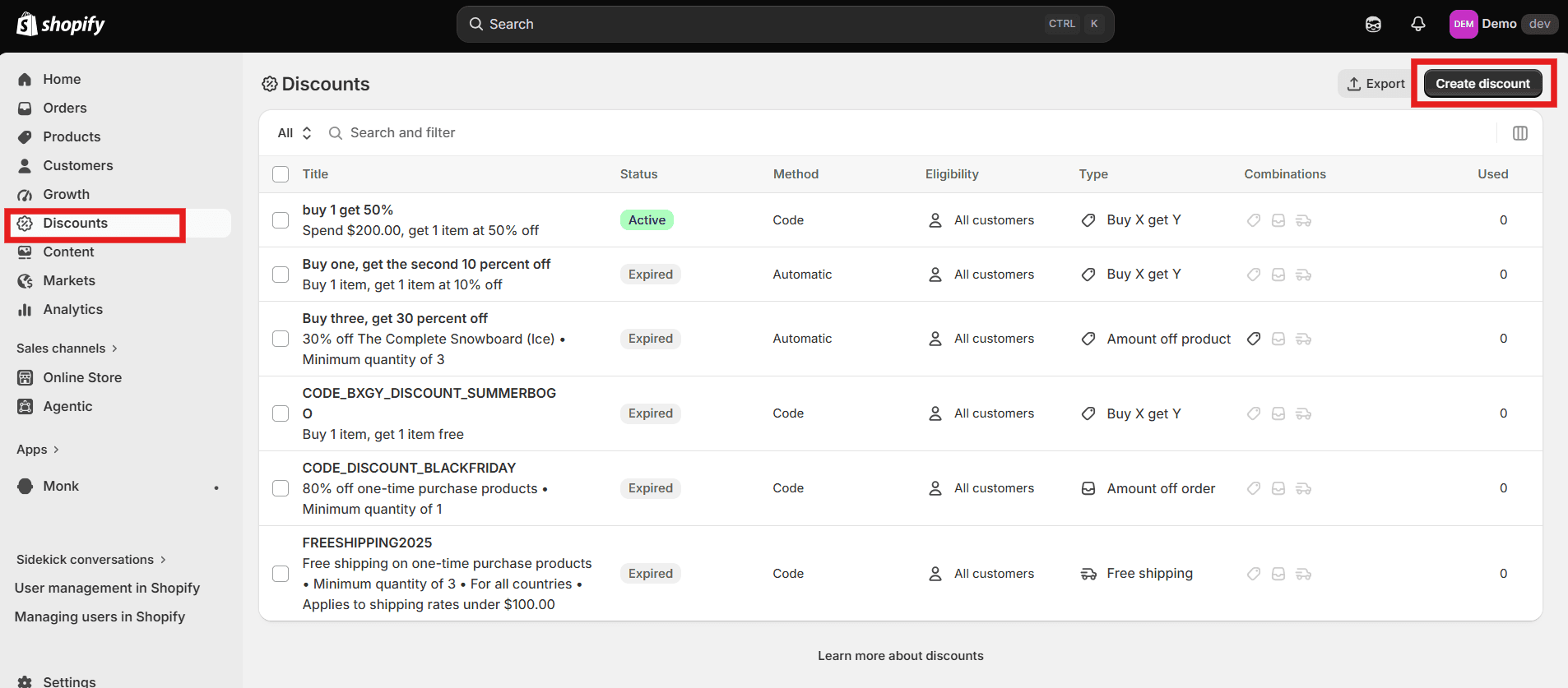 Create a Discount Code using Shopify's native discounting feature