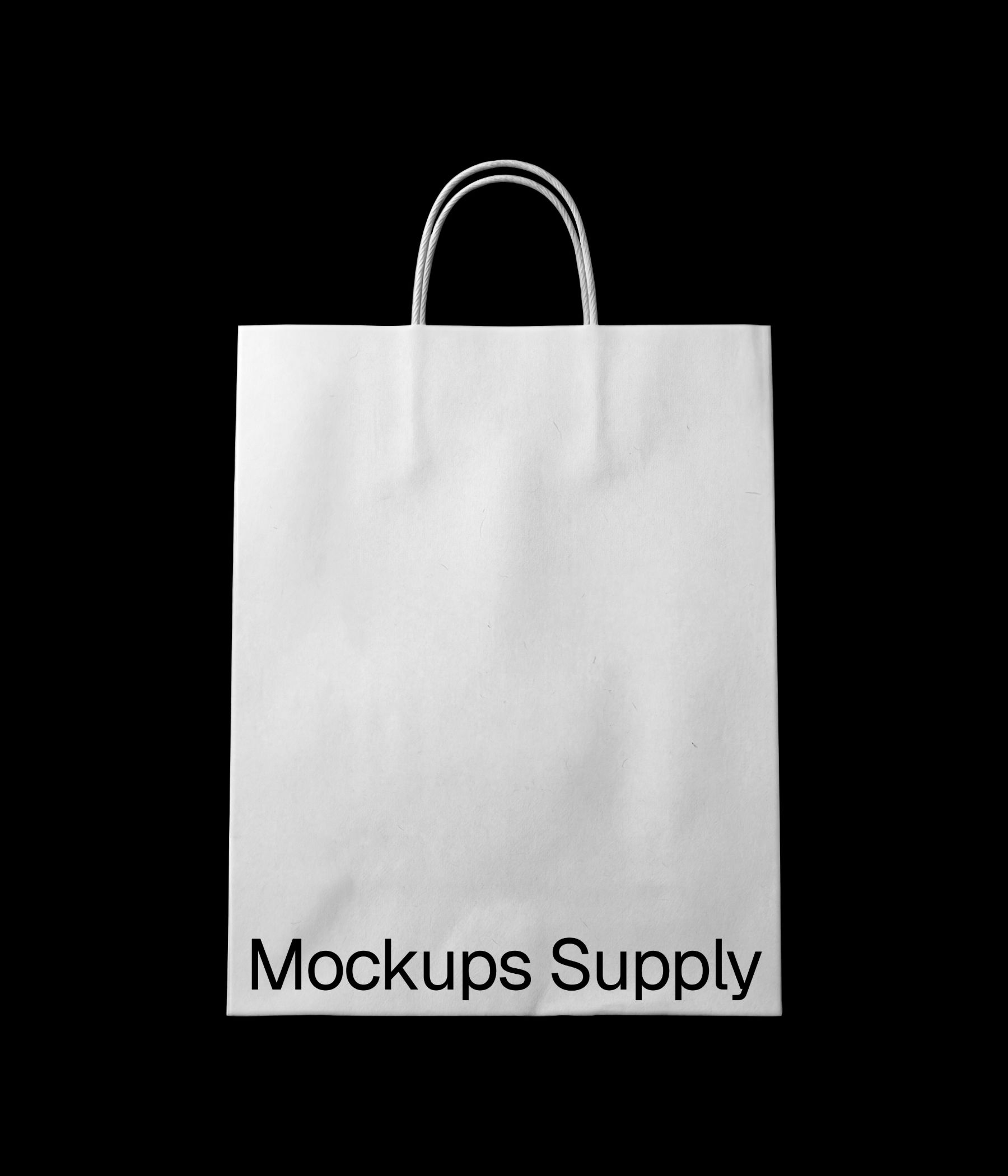  Front view of a smooth paper shopping bag mockup featuring a twisted handle and clean matte finish