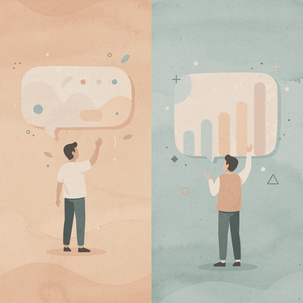 Split scene illustration showing traditional search versus AI-powered discovery platforms
